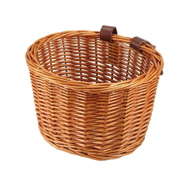 WICKER BICYCLE FRONT PICNIC BASKET WITH LID & CARRY HANDLE SHOPPING BIKE/CYCLE